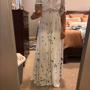 Choies white with blue dots dress size small